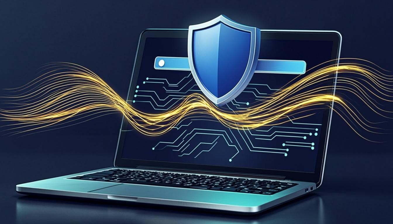 Digital privacy shield protecting data within a browser window, cybersecurity concept
